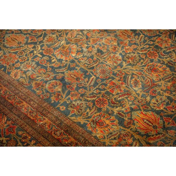 1920s blue navy classic floral shah abbas antique handknotted wool kashan rug 5 1920s blue navy classic floral shah abbas antique handknotted wool kashan rug - detail view 4