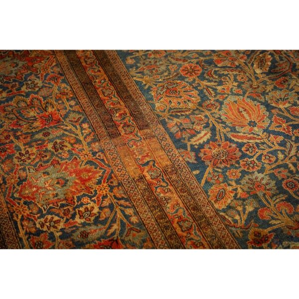 1920s blue navy classic floral shah abbas antique handknotted wool kashan rug 8 1920s blue navy classic floral shah abbas antique handknotted wool kashan rug - detail view 7