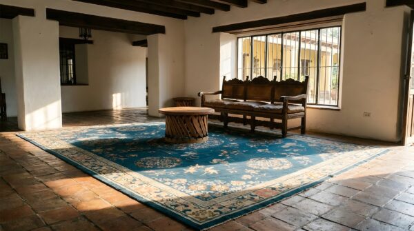 1920s blue wool hand knotted pile rectangle antique rug 10 1920s blue wool hand knotted pile rectangle antique rug (sku 23583) - room view