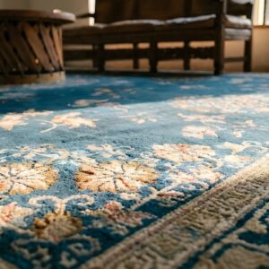 1920s Blue Wool Hand Knotted Pile Rectangle Antique Rug (SKU 23583) - in-room detail
