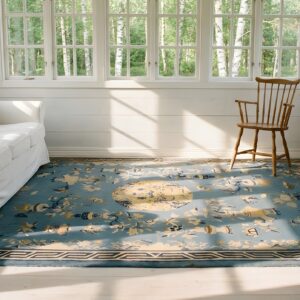 1920s Blue Antique Rectangle Hand Knotted Pile Wool Rug (SKU 24467) - room view