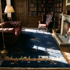 1920s Antique Chinese Peking Wool Hallway Runner - Blue Knotted Rug (SKU 25672) - room view