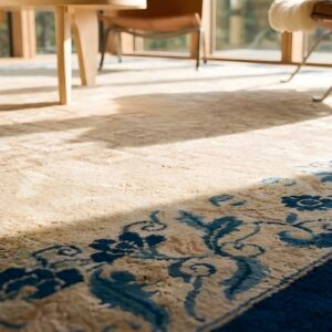 1920s Chinese Peking Ivory Knotted Antique Rectangle Room Size Wool Rug (SKU 25811) - in-room detail