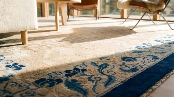 1920s chinese peking ivory knotted antique rectangle room size wool rug 9 1920s chinese peking ivory knotted antique rectangle room size wool rug (sku 25811) - in-room detail