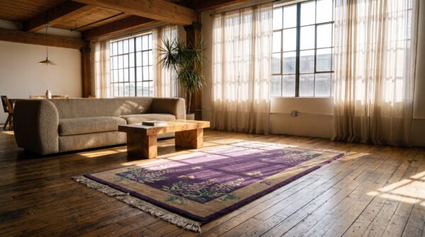 1920s chinese purple rectangle small scatter size wool antique - art deco knotted rug 7 1920s chinese purple rectangle small scatter size wool antique - art deco knotted rug (sku 22466) - room view