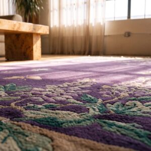 1920s Chinese Purple Rectangle Small Scatter Size Wool Antique - Art Deco Knotted Rug (SKU 22466) - in-room detail