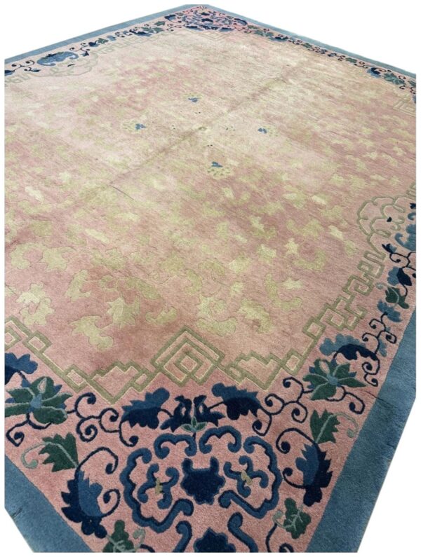1920s classic east asian pink field chinoiserie antique chinese rug 1 1920s classic east asian pink field chinoiserie antique chinese rug