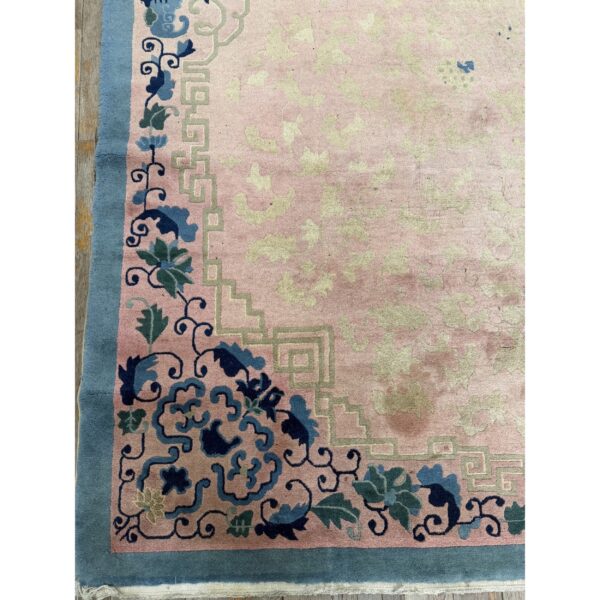1920s classic east asian pink field chinoiserie antique chinese rug 2 1920s classic east asian pink field chinoiserie antique chinese rug - detail view 1
