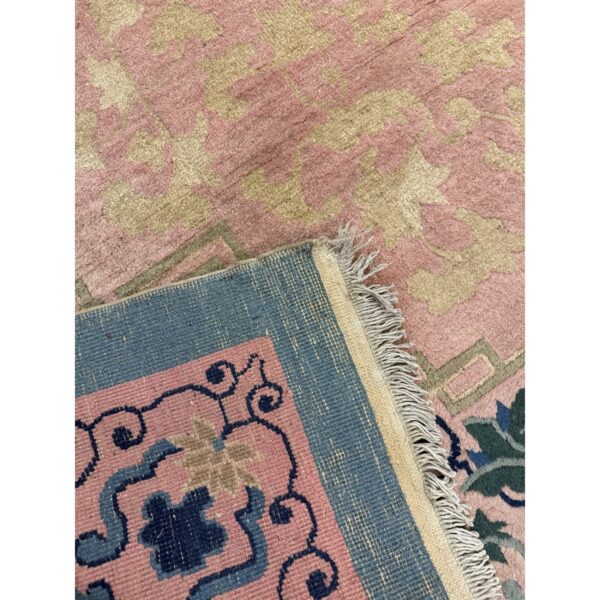 1920s classic east asian pink field chinoiserie antique chinese rug 5 1920s classic east asian pink field chinoiserie antique chinese rug - detail view 4
