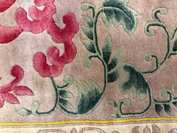 1920s gold field floral antique chinese art deco knotted wool wide gallery rug 6 1920s gold field floral antique chinese art deco knotted wool wide gallery rug - detail view 5