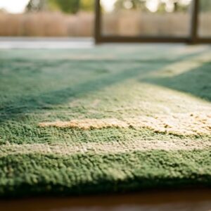 1920s Knotted Antique Green Chinese - Art Deco Small Scatter Size Wool Rectangleval Rug (SKU 25842) - in-room detail