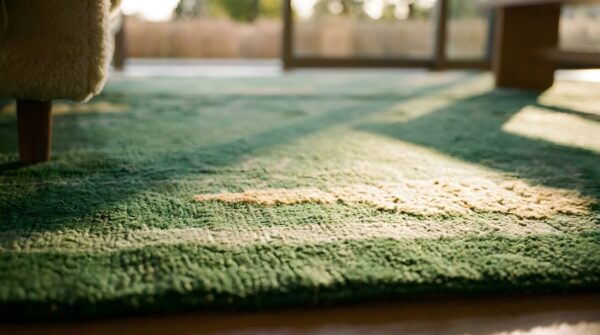 1920s knotted antique green chinese - art deco small scatter size wool rectangleval rug 13 1920s knotted antique green chinese - art deco small scatter size wool rectangleval rug (sku 25842) - in-room detail