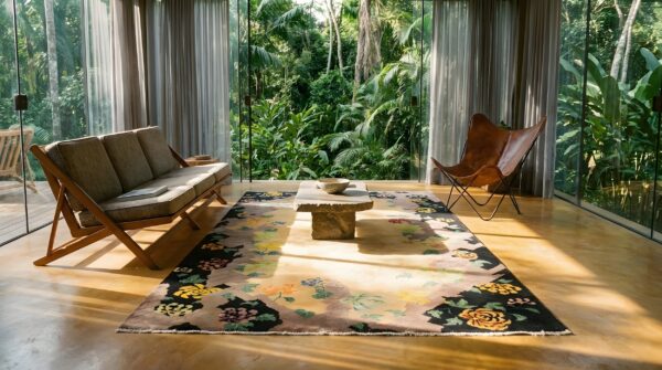 1920s antique ivory beige cream white rectangle wool hand knotted pile rug 8 1920s antique ivory beige cream white rectangle wool hand knotted pile rug (sku 24098) - room view