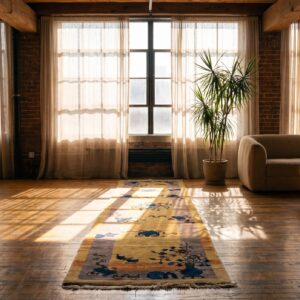 1920s Antique Ivory and Beige Floral Wool Hand-Knotted Hallway Runner Rug (SKU 22964) - room view