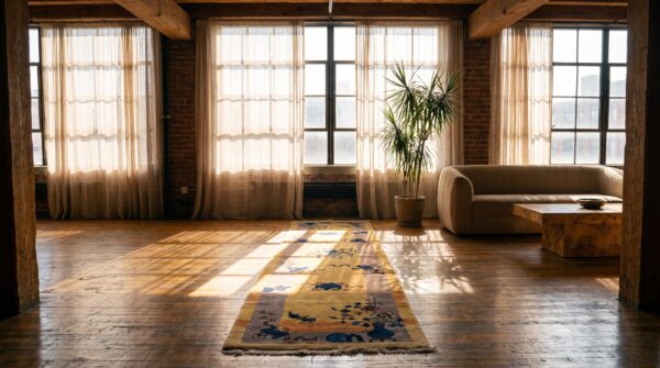 1920s antique ivory and beige floral wool hand-knotted hallway runner rug 6 1920s antique ivory and beige floral wool hand-knotted hallway runner rug (sku 22964) - room view