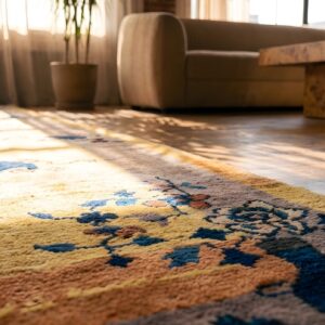 1920s Antique Ivory and Beige Floral Wool Hand-Knotted Hallway Runner Rug (SKU 22964) - in-room detail