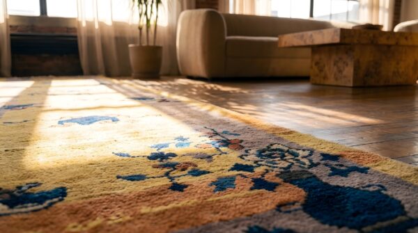 1920s antique ivory and beige floral wool hand-knotted hallway runner rug 7 1920s antique ivory and beige floral wool hand-knotted hallway runner rug (sku 22964) - in-room detail