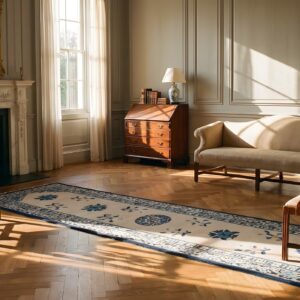 Antique 1920s Ivory Chinese Peking Wool Hallway Runner Rug (SKU 23250) - room view