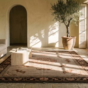 1920s Knotted Ivory Chinese Wool Rectangle Antique - Peking Small Scatter Size Rug (SKU 23183) - room view