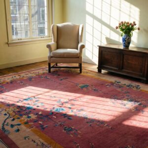 Wool 1920s Purple Hand Knotted Pile Antique Rectangle Rug (SKU 24306) - room view