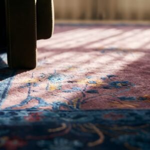 Antique Hand Knotted Pile Wool 1920s Purple Rectangle Rug (SKU 25210) - in-room detail