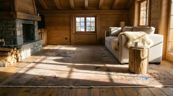 1920s rectangle knotted chinese - art deco wool ivory room size antique rug (sku 25669) - room view