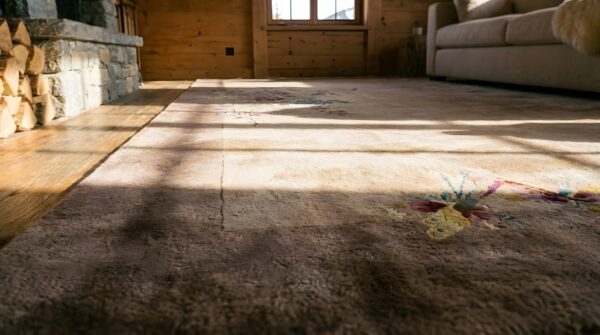 1920s rectangle knotted chinese - art deco wool ivory room size antique rug (sku 25669) - in-room detail