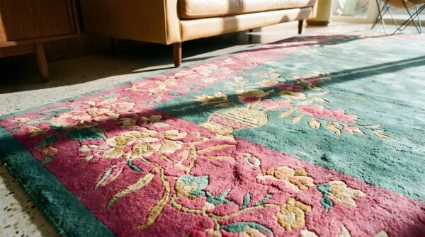 1920s knotted antique rectangle chinese - art deco wool room size rug 10 1920s knotted antique rectangle chinese - art deco wool room size rug (sku 23501) - in-room detail