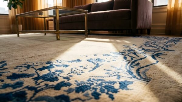 Wool 1920s rectangle chinese room size knotted ivory - peking antique rug (sku 25331) - in-room detail