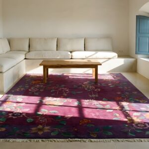 Hand Knotted Pile 1920s Antique Rectangle Wool Coral Rug (SKU 23911) - room view