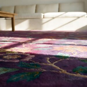 Hand Knotted Pile 1920s Antique Rectangle Wool Coral Rug (SKU 23911) - in-room detail