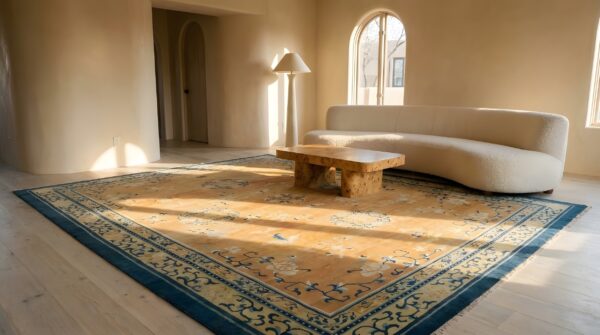 1920s antique wool rectangle coral large allover floral hand knotted pile rug 6 1920s antique wool rectangle coral large allover floral hand knotted pile rug (sku 25434) - room view