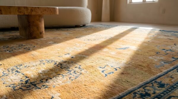 1920s antique wool rectangle coral large allover floral hand knotted pile rug 7 1920s antique wool rectangle coral large allover floral hand knotted pile rug (sku 25434) - in-room detail