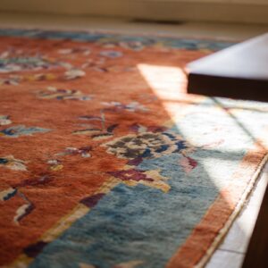 1920s Antique Rectangle Red Hand Knotted Chinese Art Deco Rug (SKU 24241) - in-room detail