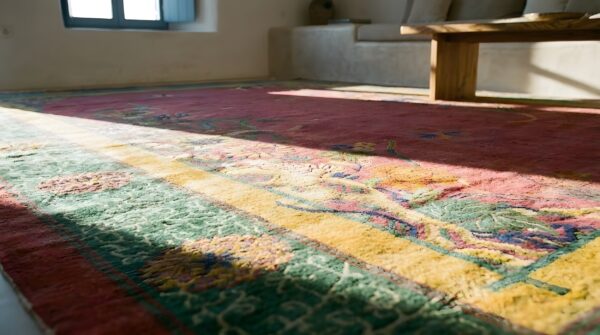 1920s knotted rectangle antique room size chinese wool purple - art deco rug 6 1920s knotted rectangle antique room size chinese wool purple - art deco rug (sku 25451) - in-room detail