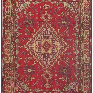 1920s Red Vibrant Field Medallion Antique European Donegal Arts & Crafts Rug