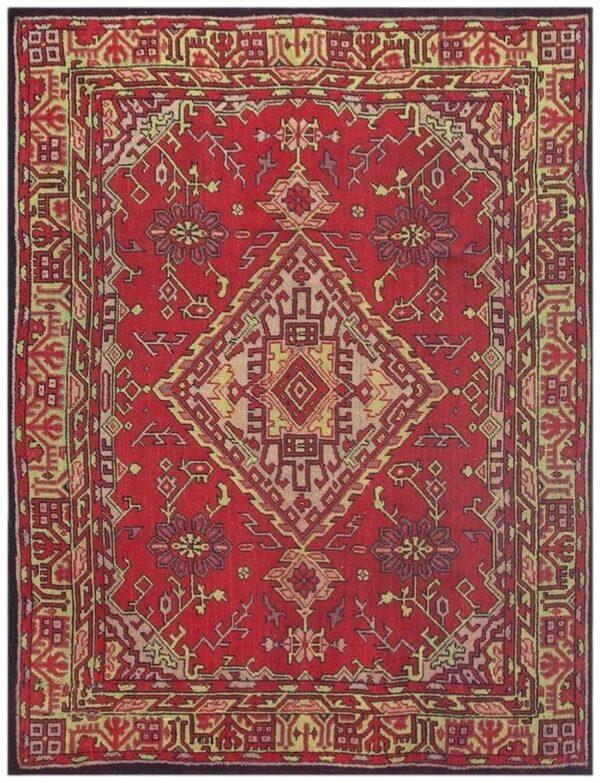 1920s red vibrant field medallion antique european donegal arts & crafts rug 1 1920s red vibrant field medallion antique european donegal arts & crafts rug