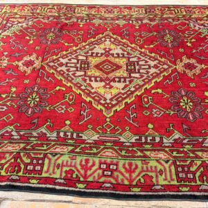 1920s Red Vibrant Field Medallion Antique European Donegal Arts & Crafts Rug - detail view 1