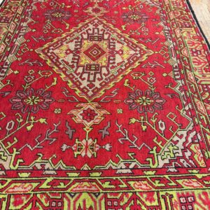 1920s Red Vibrant Field Medallion Antique European Donegal Arts & Crafts Rug - detail view 2