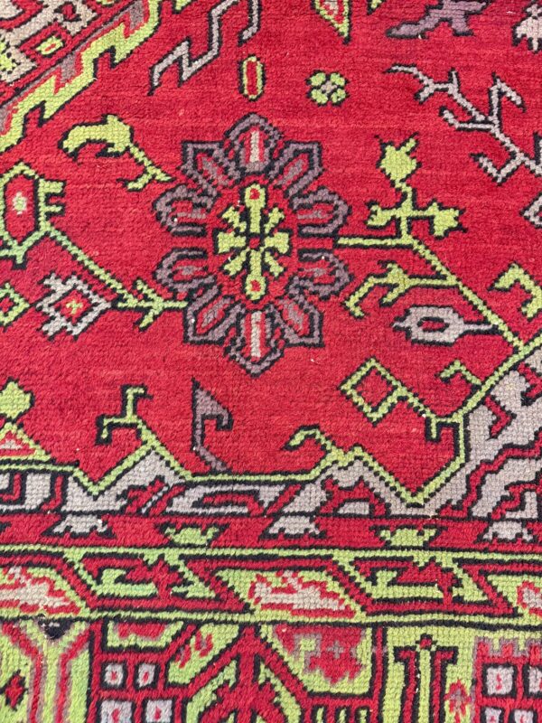 1920s red vibrant field medallion antique european donegal arts & crafts rug 4 1920s red vibrant field medallion antique european donegal arts & crafts rug - detail view 3