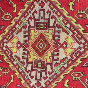 1920s Red Vibrant Field Medallion Antique European Donegal Arts & Crafts Rug - detail view 4