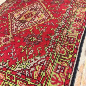 1920s Red Vibrant Field Medallion Antique European Donegal Arts & Crafts Rug - detail view 5