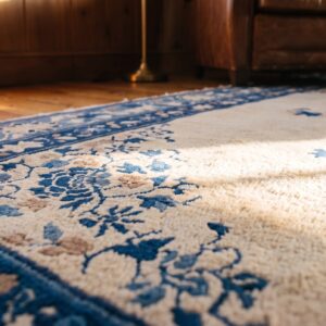 1920s Knotted Antique Room Size Ivory Chinese - Peking Rectangle Wool Rug (SKU 23317) - in-room detail