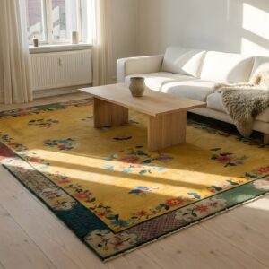 1920s Wool Yellow Antique Hand Knotted Pile Rectangle Rug (SKU 24571) - room view