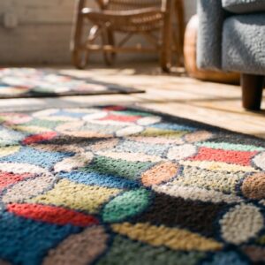 Antique 1925 American Allover Geometric Wool Hand Knotted Hallway Runner Rug (SKU 20570) - in-room detail