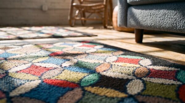 Antique 1925 american allover geometric wool hand knotted hallway runner rug 9 Antique 1925 american allover geometric wool hand knotted hallway runner rug (sku 20570) - in-room detail