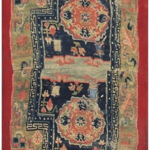 1930s Bllue Medallion Traditional Antique Chinese Horse Cover Tibetan Rug