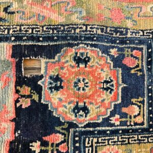 1930s Bllue Medallion Traditional Antique Chinese Horse Cover Tibetan Rug - detail view 1