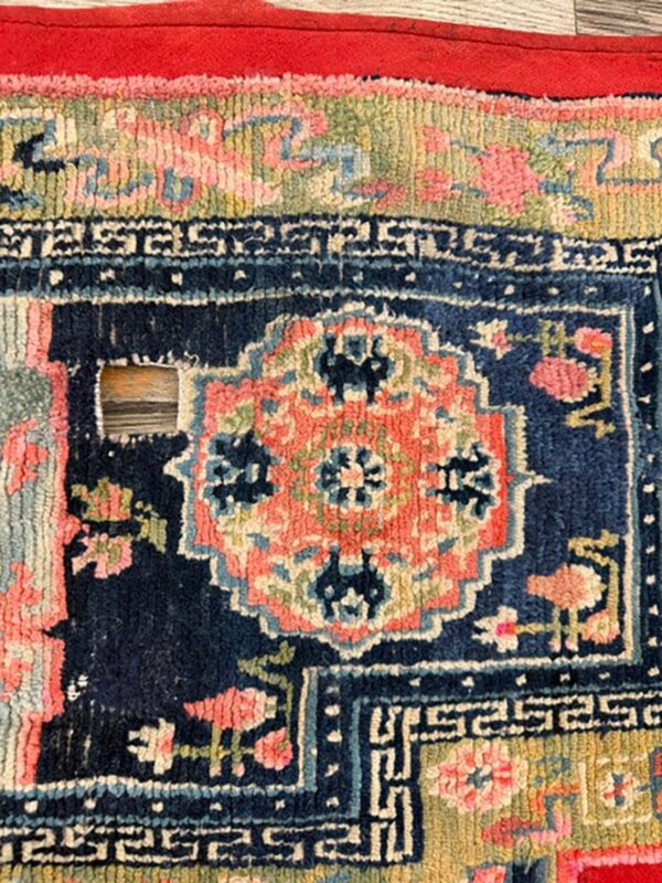 1930s bllue medallion traditional antique chinese horse cover tibetan rug 2 1930s bllue medallion traditional antique chinese horse cover tibetan rug - detail view 1