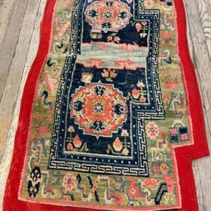 1930s Bllue Medallion Traditional Antique Chinese Horse Cover Tibetan Rug - detail view 2